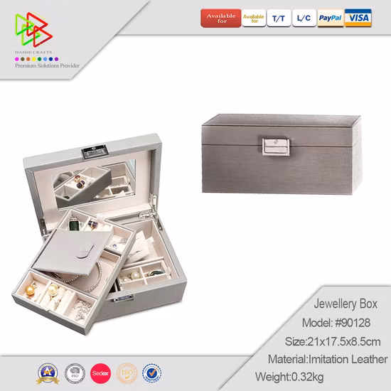 Высококачественная модная роскошная коробка для сбора ювелирных изделий для путешествий с зеркалом